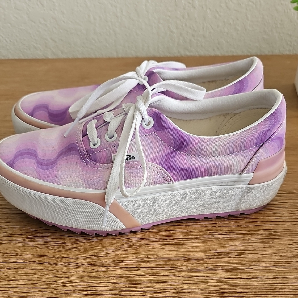 Vans Women's Lavender and White Sneakers